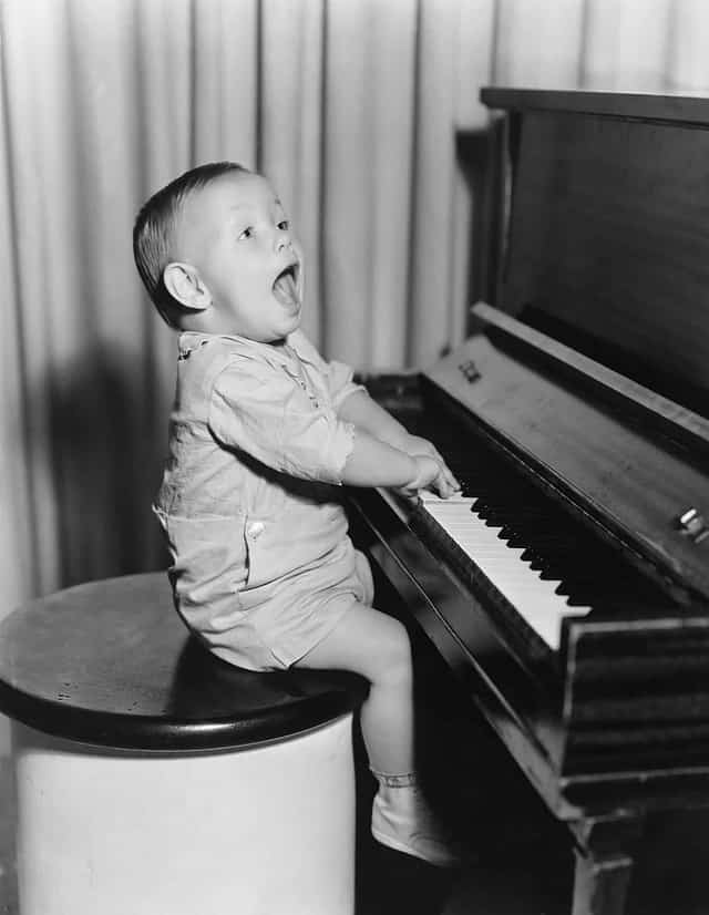 vintage, music, baby, funny, piano, sing, talent, child, kid, retro