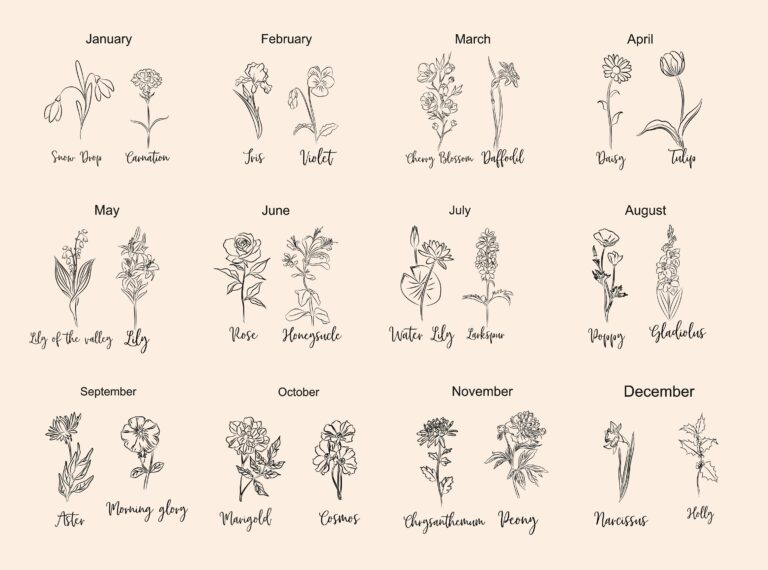 Free Birth Flower Chart, With Meanings