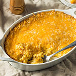 Homemade Corn Pudding Casserole with Cheddar Cheese