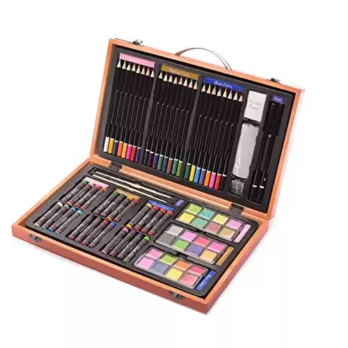 Darice 80-Piece Deluxe Art Set Art Supplies for Drawing, Painting and More in a Compact, Portable Case - Makes a Great Gift for Beginner and Serious Artists