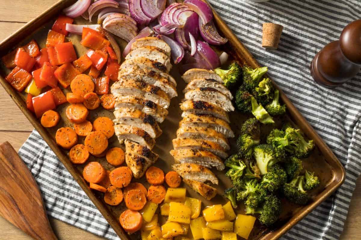 Homemade Keto Sheet Pan Chicken with Rainbow Vegetables