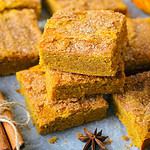 Pumpkin Bars with Cinnamon Sugar Crust, Freshly Baked Spiced Pumpkin Blondies