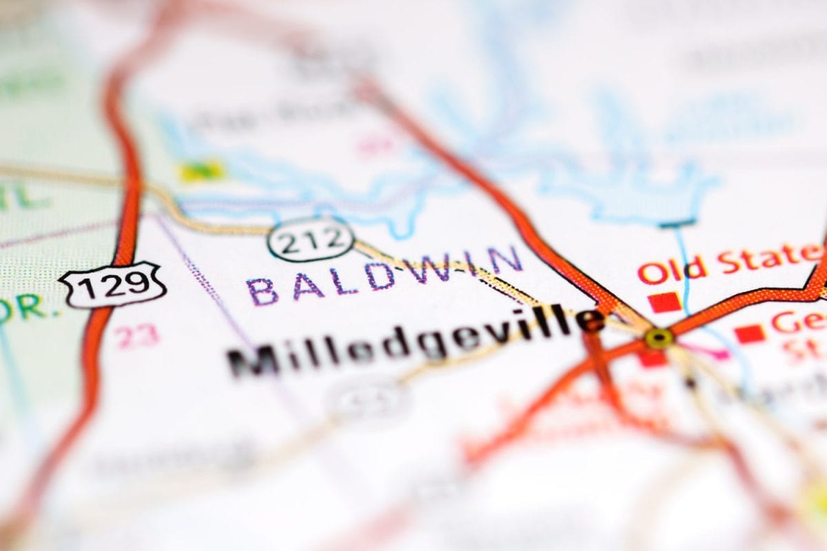 Baldwin. Georgia. USA on a geography map