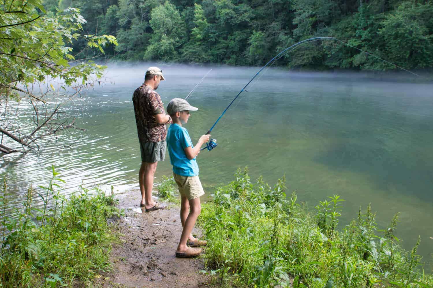 Father and son fishing