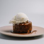 Sticky Toffee Pudding with vanilla bean ice cream.