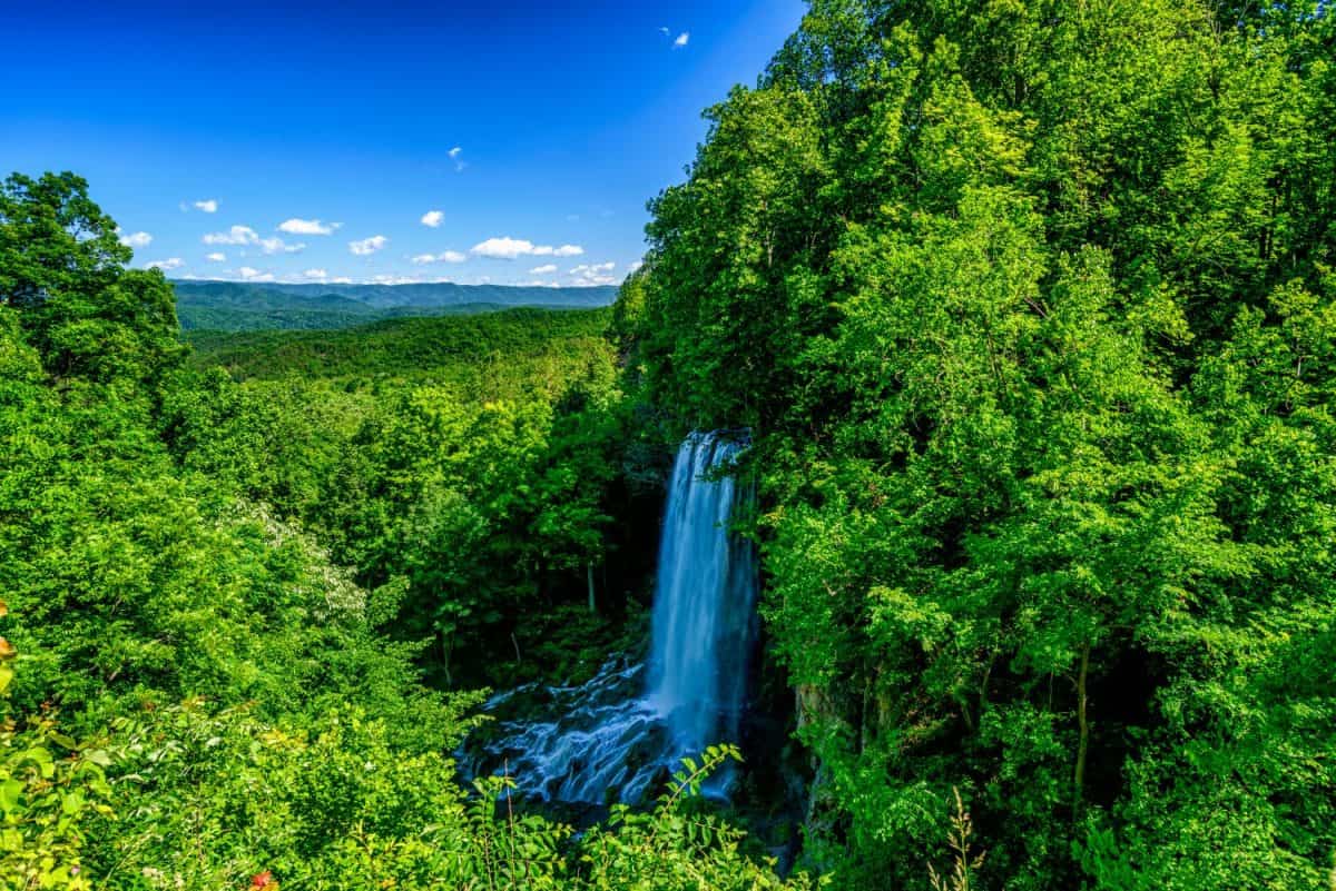 Falling Spring Falls, a wayside waterfall along US Route 220 near Covington, Virginia, USA