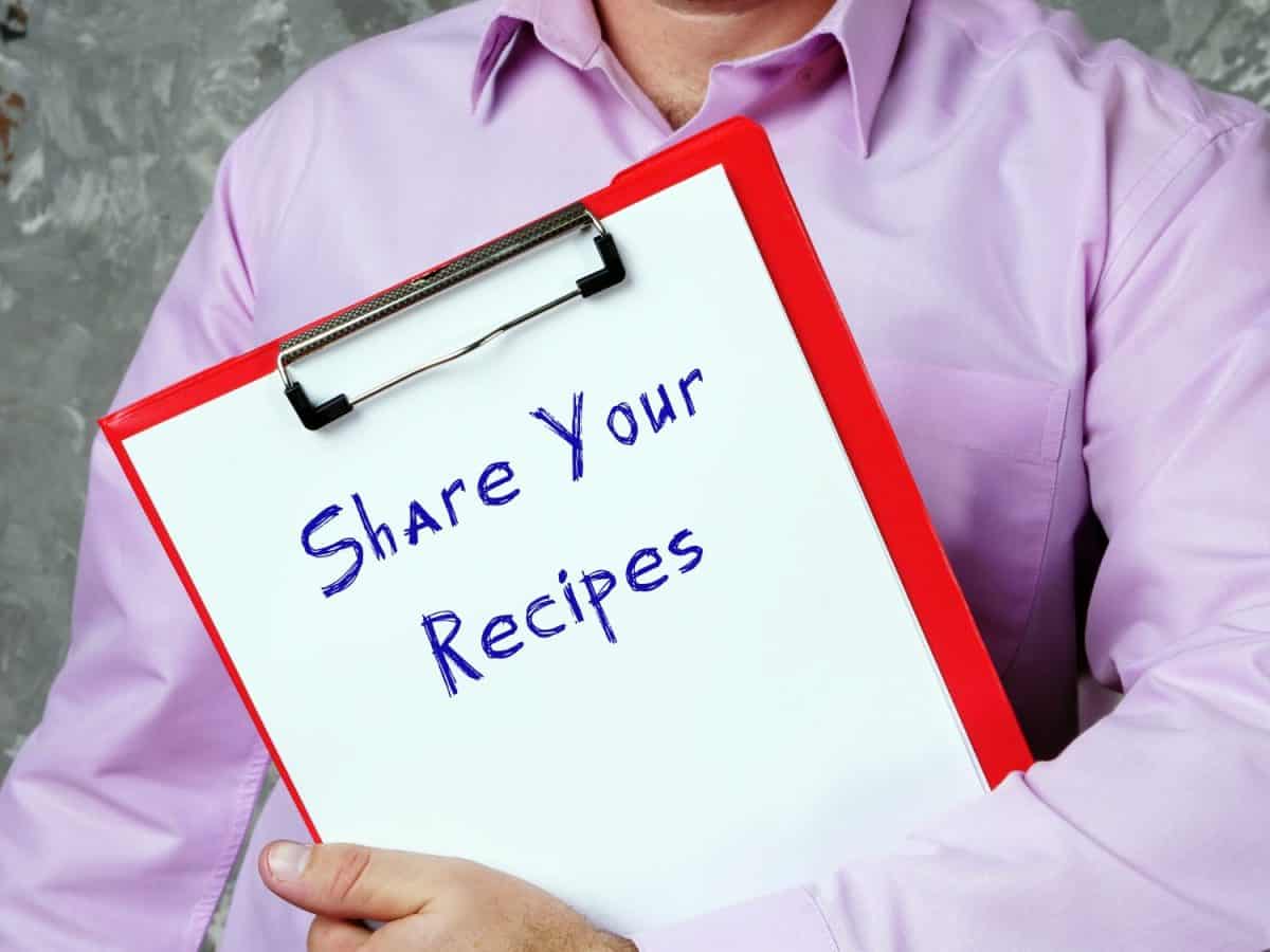 Motivational concept meaning Share Your Recipes with phrase on the sheet. 10 fun and creative ways to celebrate grandparents day