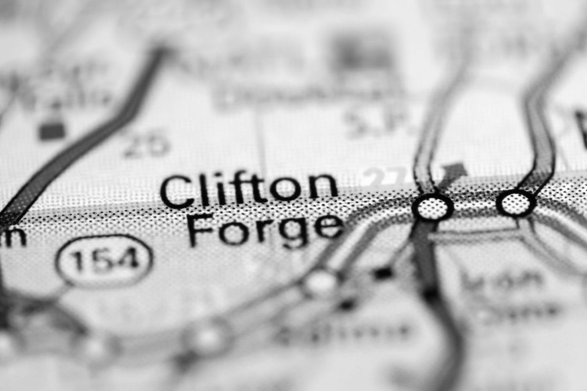 Clifton Forge. Virginia. USA on a geography map