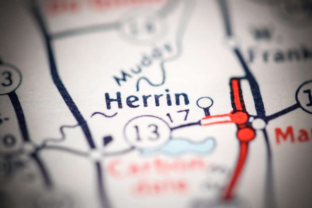 Herrin. Illinois. USA on a geography map.