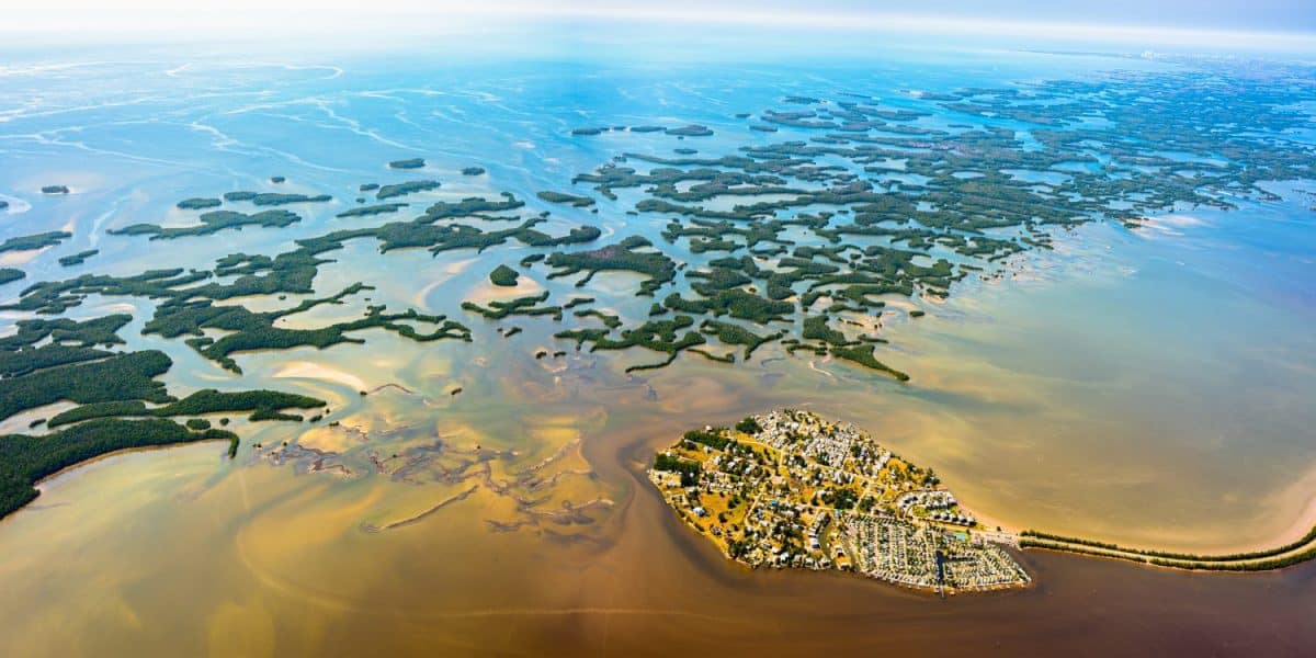 Aerial Panorama of Chokoloskee and the 10000 Island Florida 2020