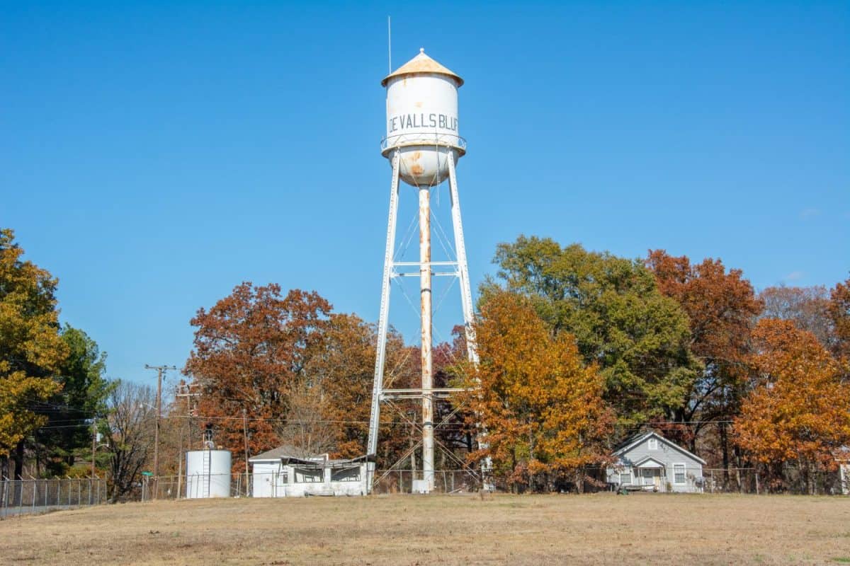 Water Tower in DeValls Bluff city and the county seat of the southern district of Prairie County, Arkansas, United States