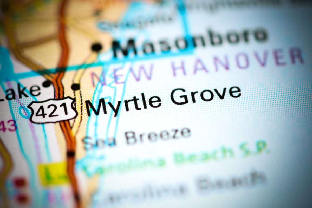 Myrtle Grove. North Carolina. USA on a map