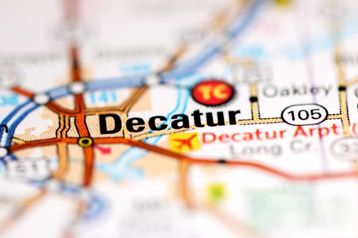 Decatur. Illinois. USA on a geography map