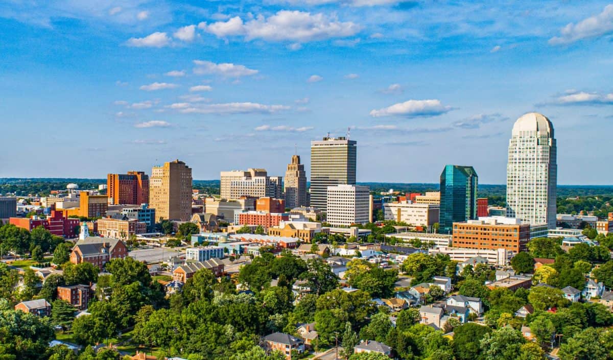 Downtown Winston-Salem, North Carolina NC Skyline Panorama.