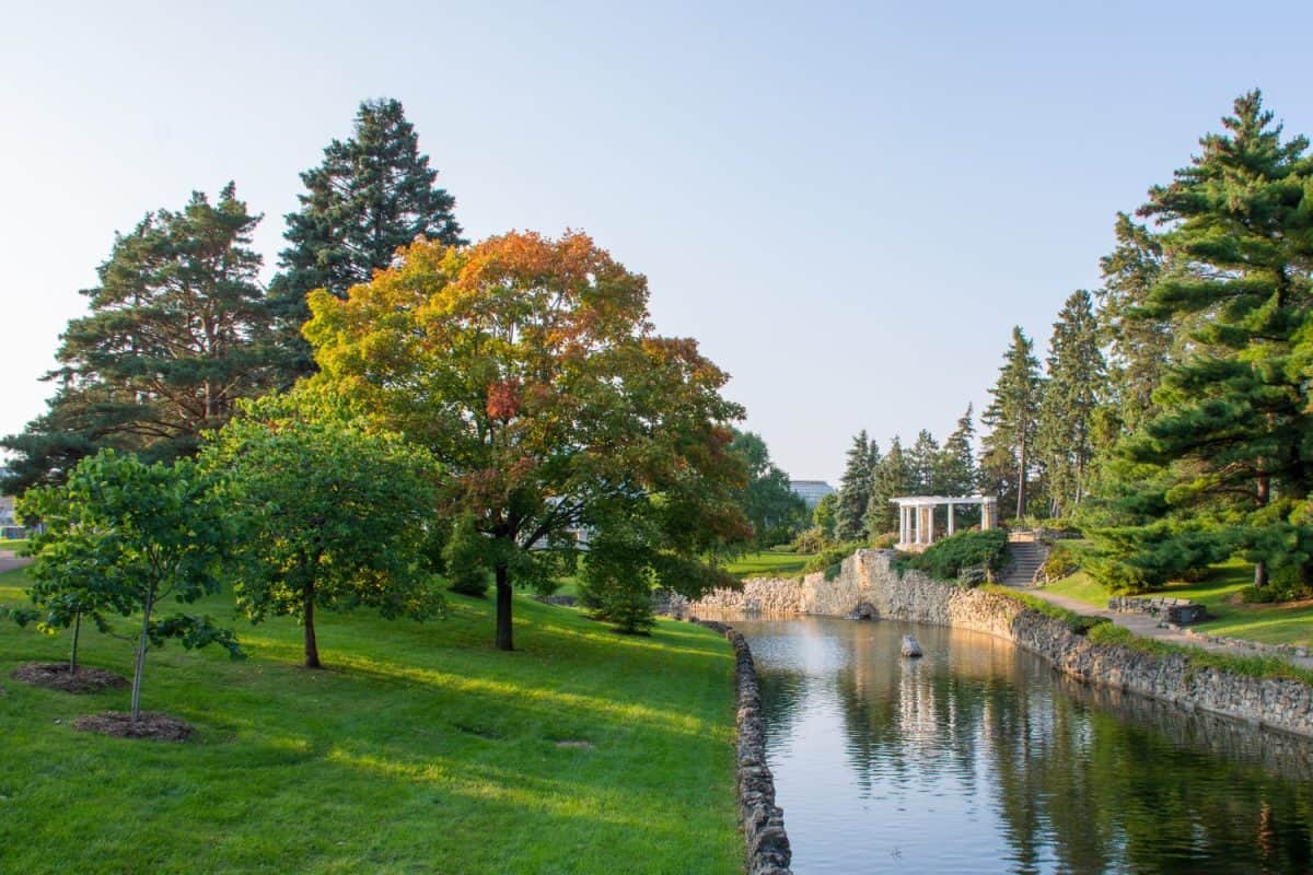 Pergola and Pond in Como Park in Saint Paul, Minnesota