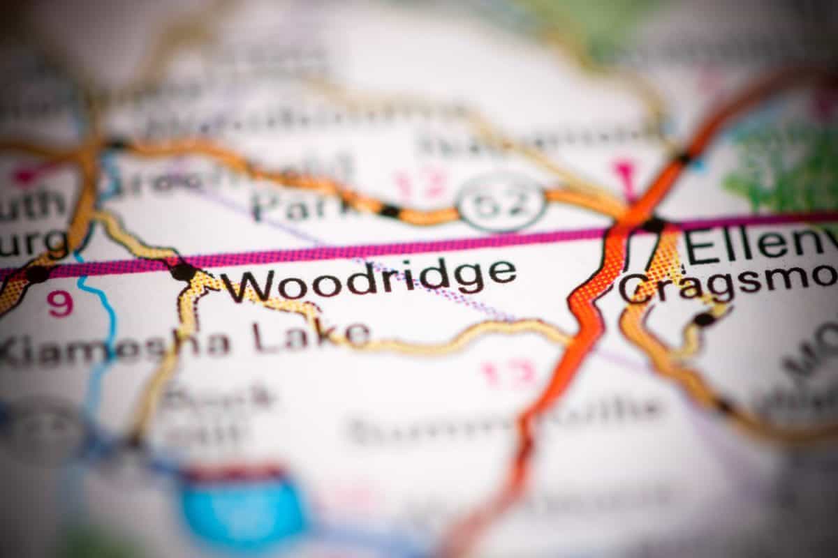 Woodridge. New York. USA on a geography map