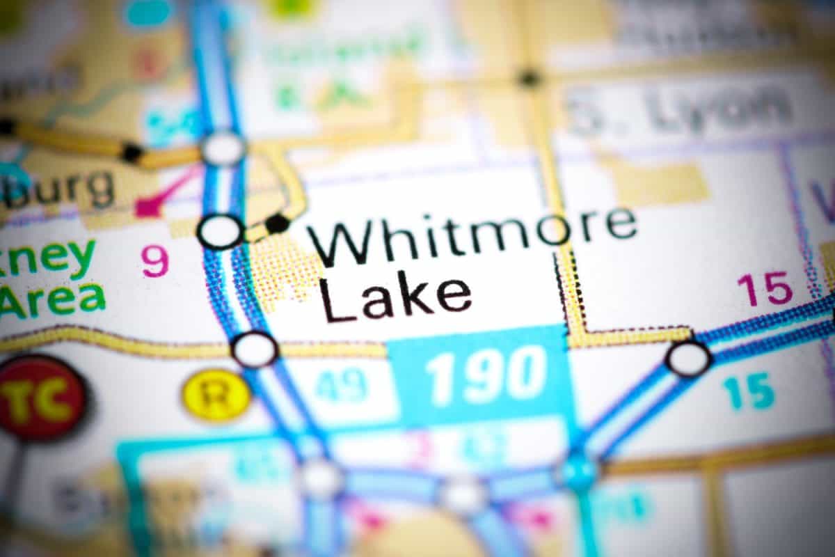 Whitmore Lake. Michigan. USA on a map