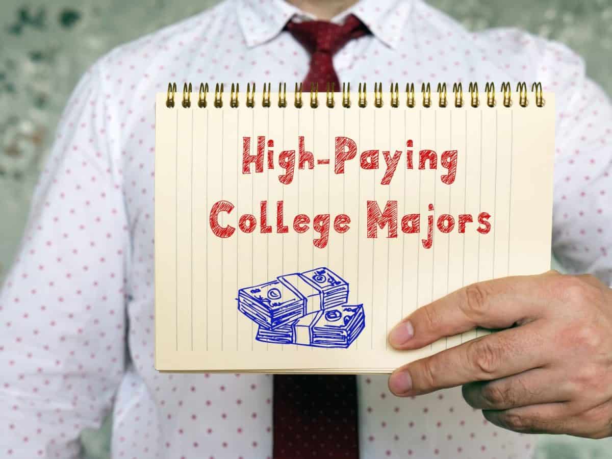 Financial concept about High-Paying College Majors with phrase on the piece of paper.