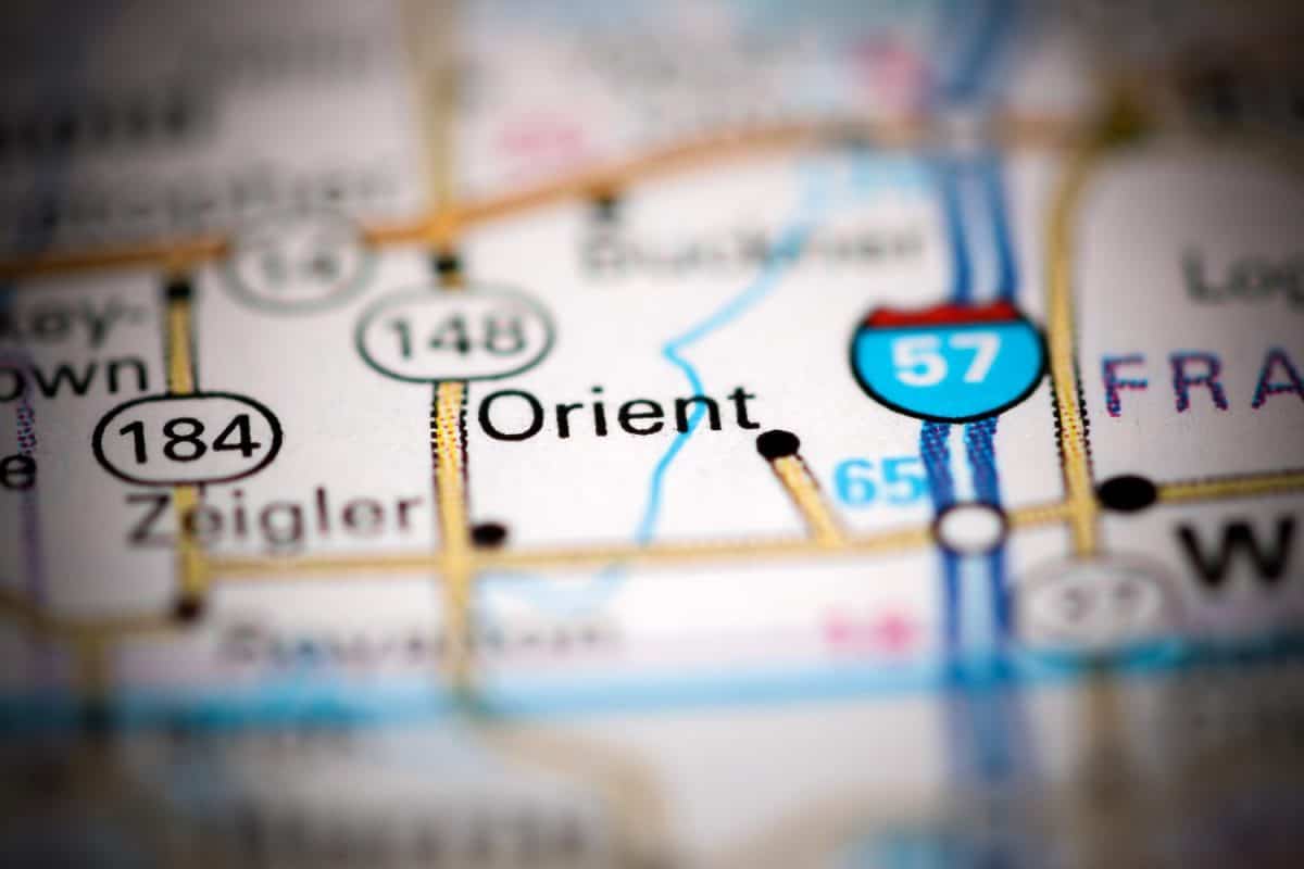 Orient. Illinois. USA on a geography map