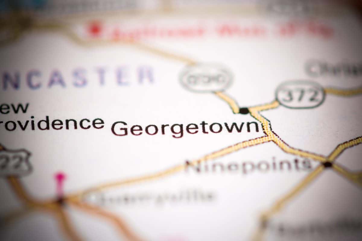 Georgetown. Pennsylvania. USA on a geography map