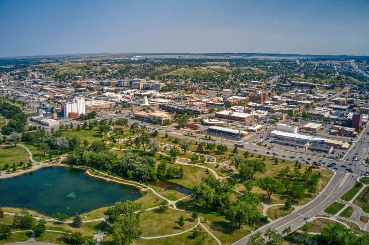 Aerial View of Rapid City, South Dakota in Summer