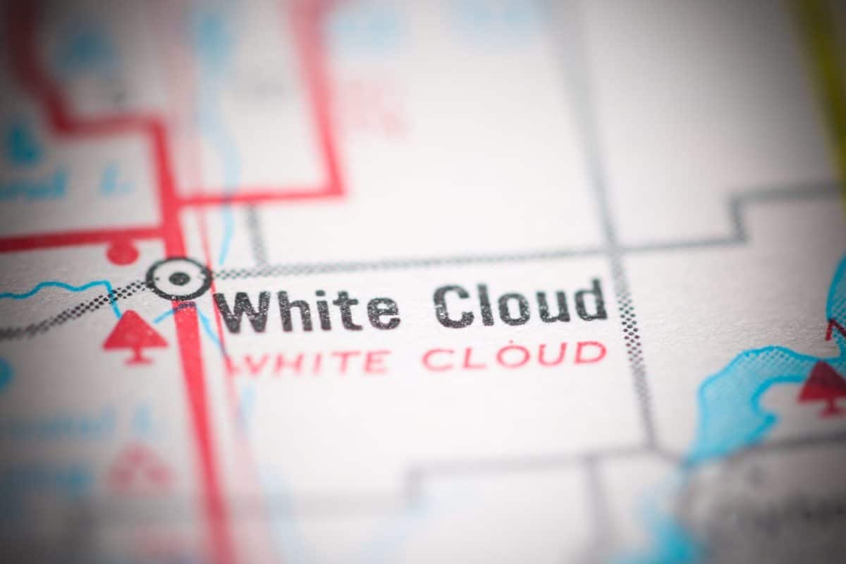 White Cloud. Michigan. USA on a geography map.