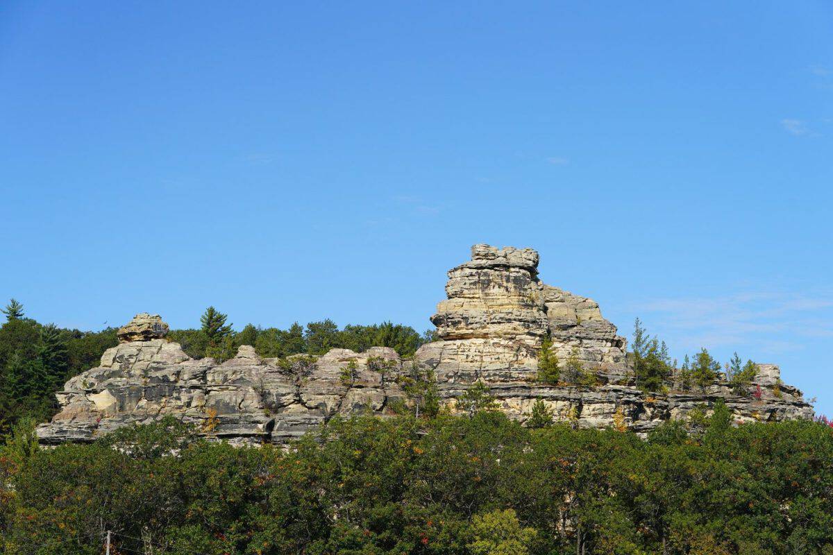 Rock formation on top a mountain near Camp Douglas, Wisconsin