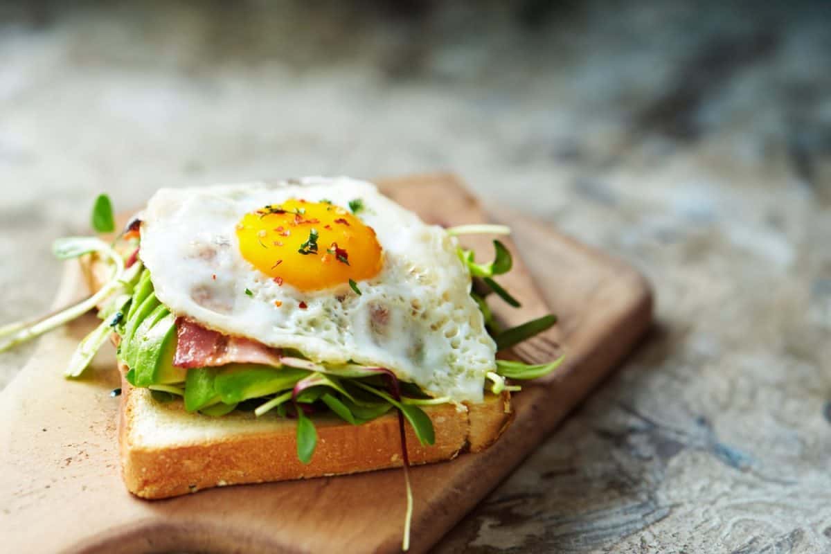 Avocado egg and vegetable open sandwich