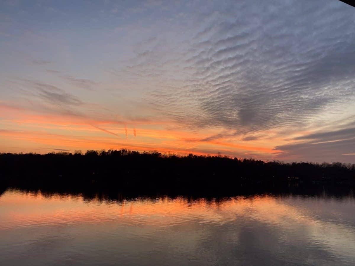 Evening sunset over Lake Monticello in Palmyra Virginia