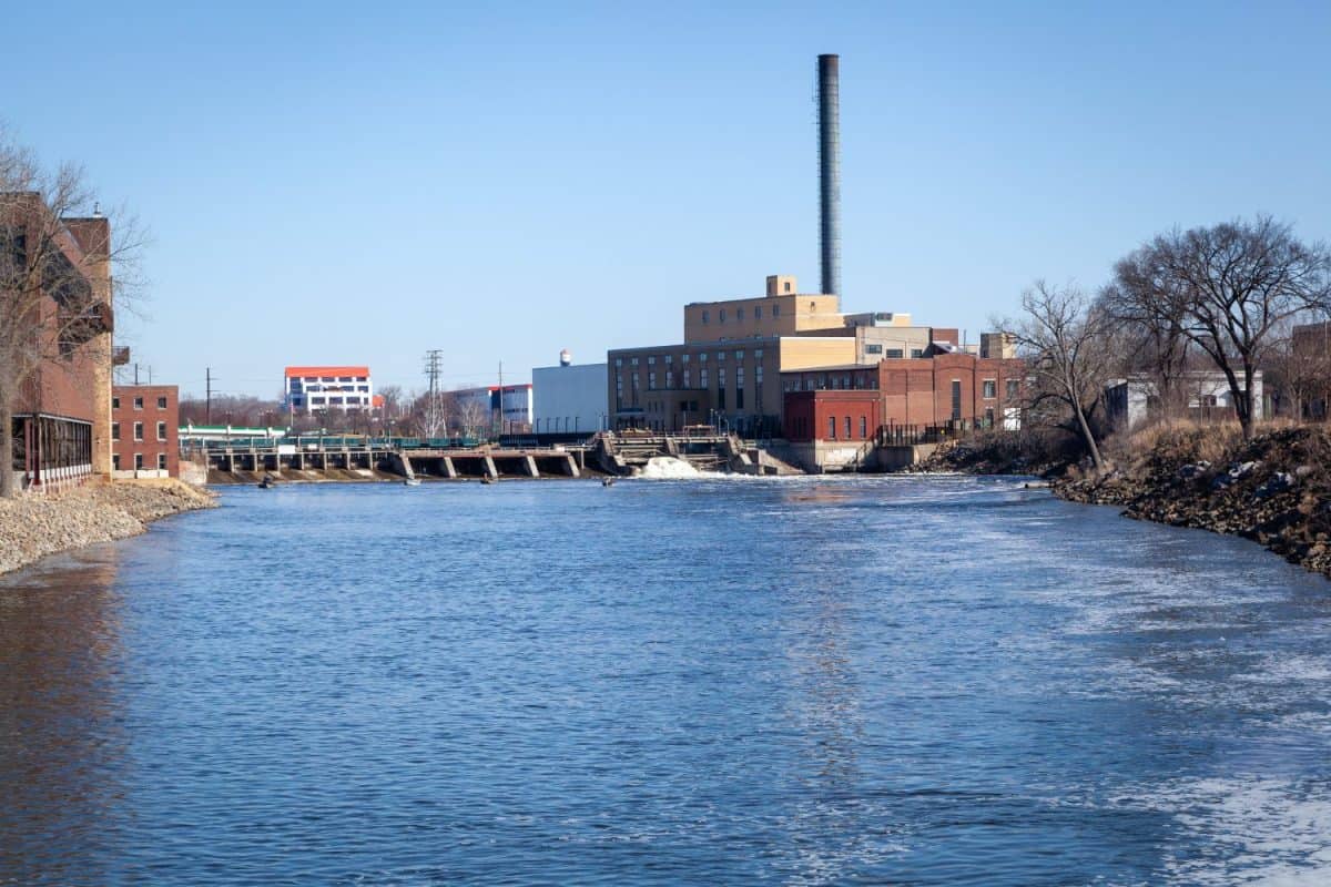 An old power plant on the Rock River in Beloit, WI