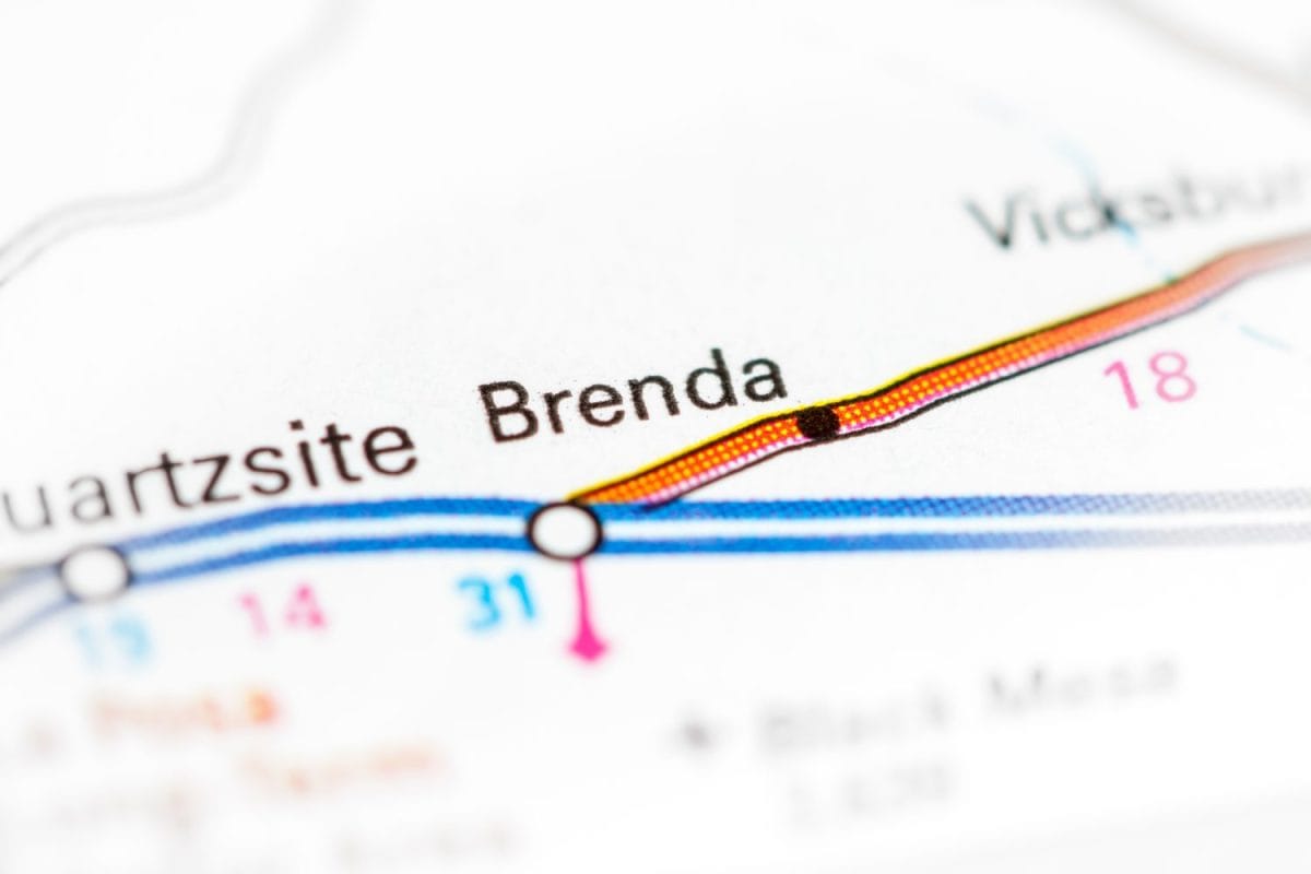 Brenda. Arizona. USA on a map