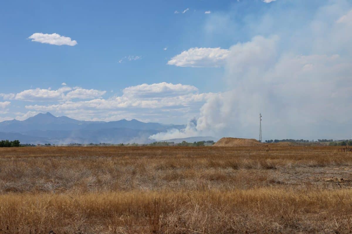 View of the Alexander Mountain Wildfire in Larimer County, Colorado Scene from Firestone