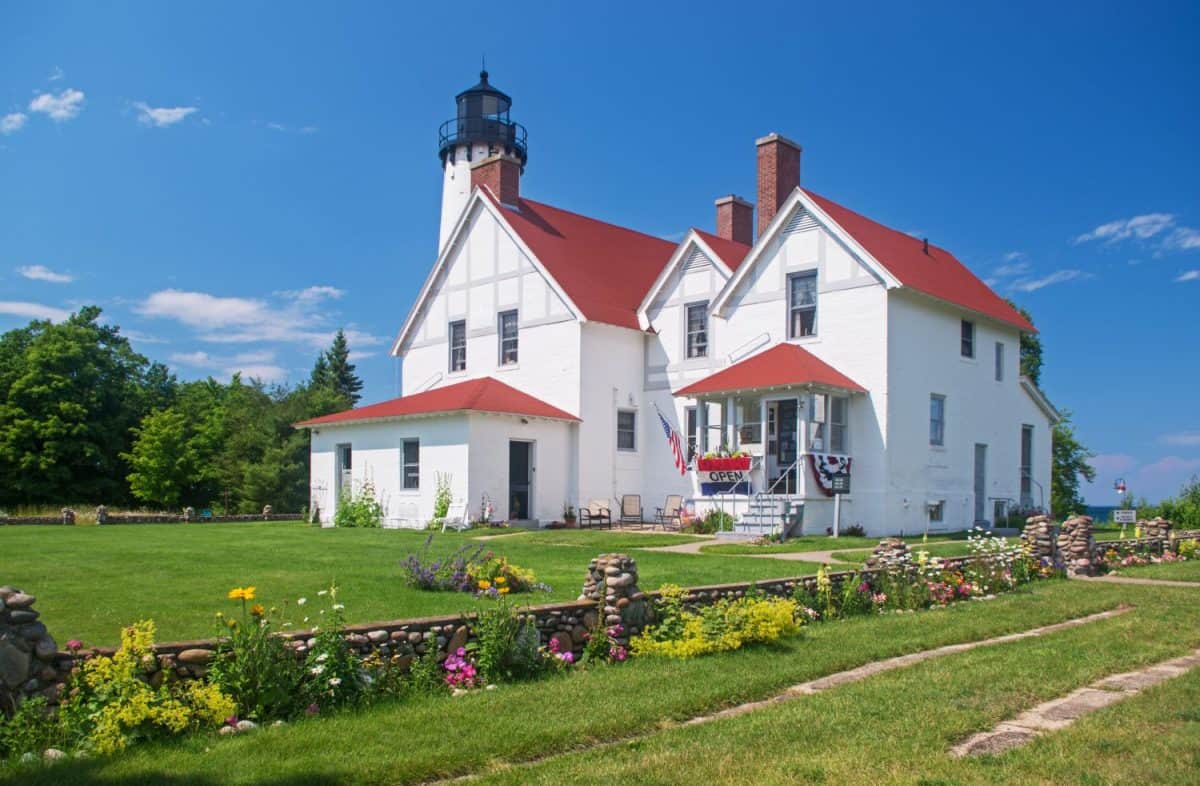 Iroquois Point Lighthouse on Lake Superior near Brimley, MI .