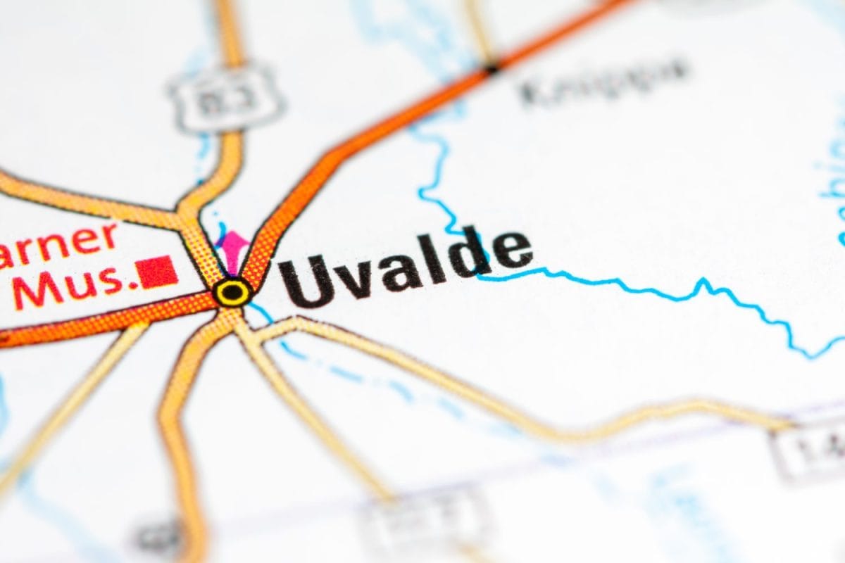 Uvalde. Texas. USA on a map