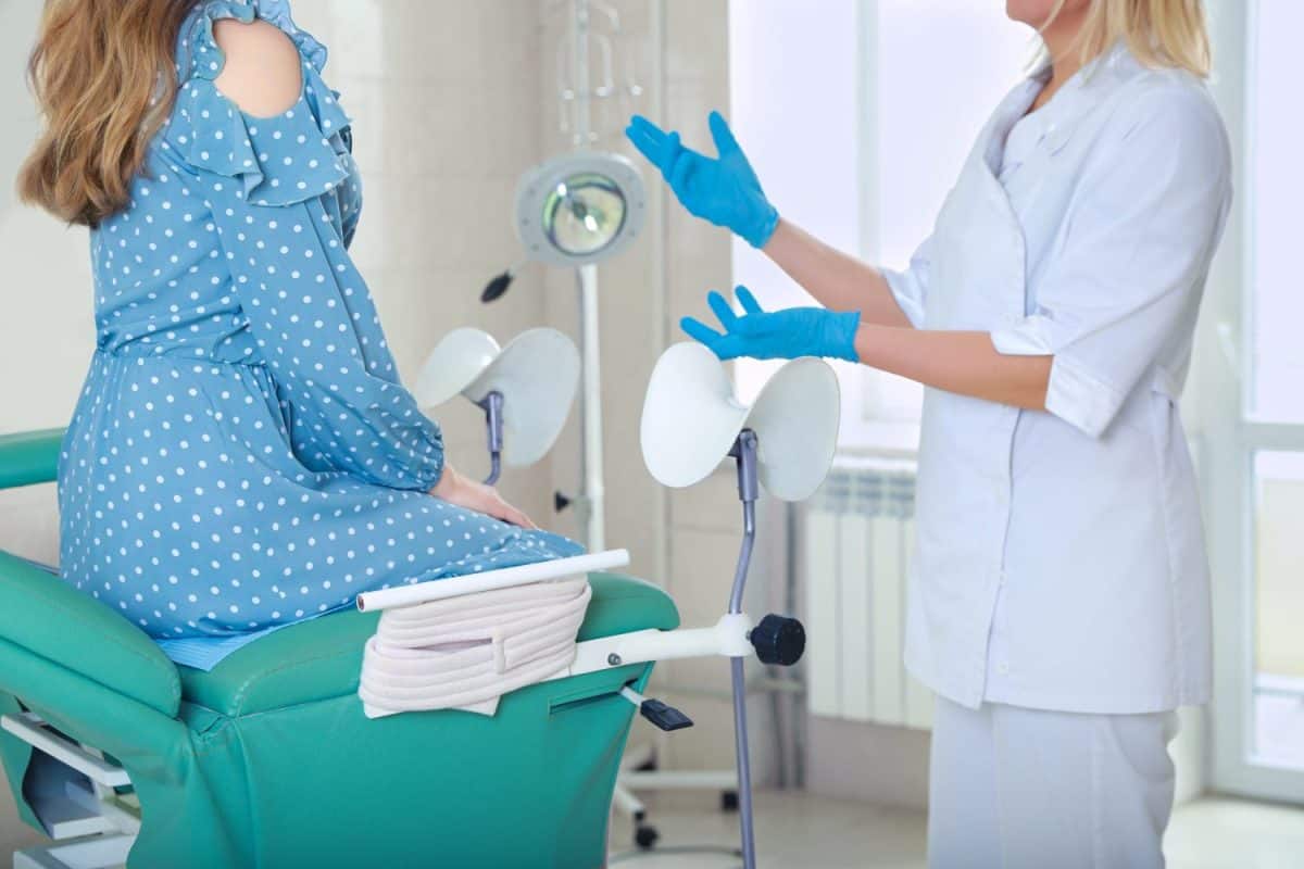 Woman having appointment with gynecologist in clinic. Patient consultation