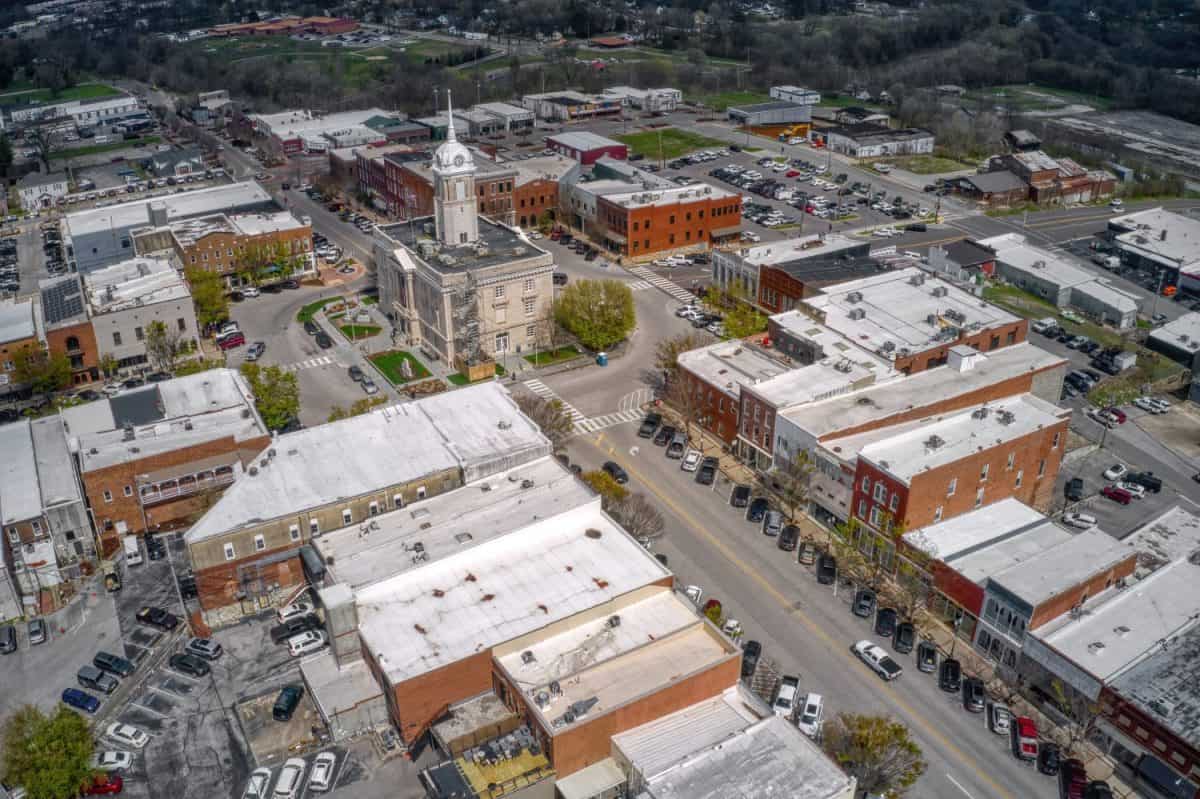 Aerial View of Columbia, Tennessee during Spring