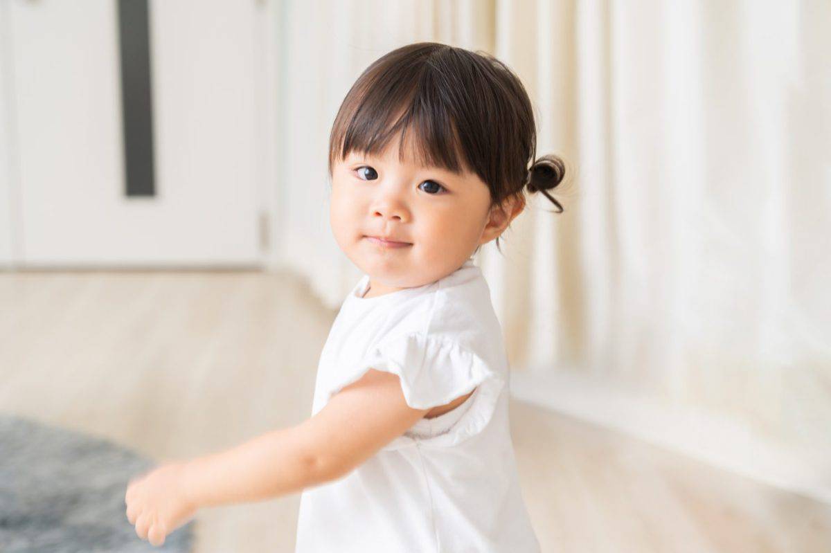 portrait of asian cute baby , smile