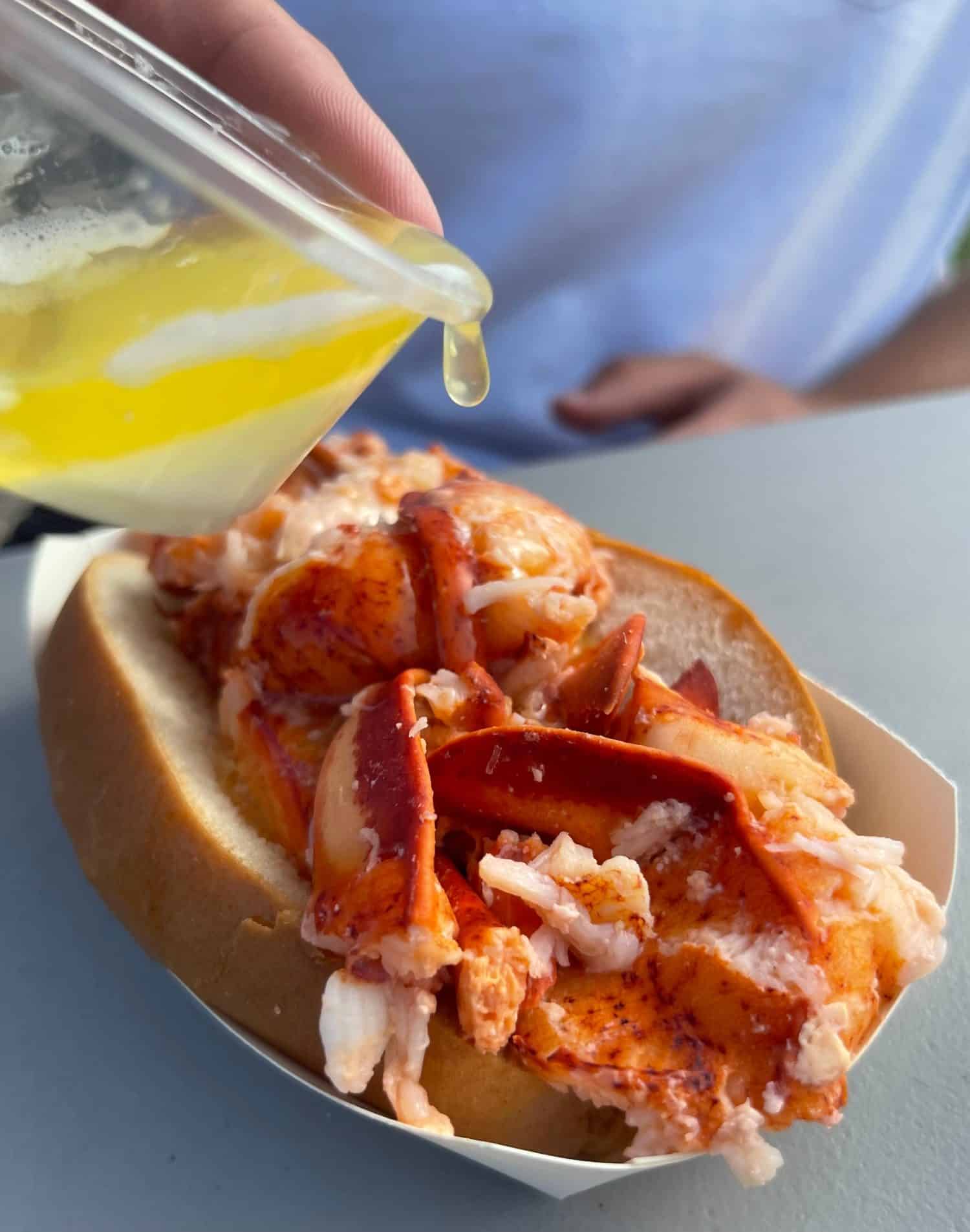 Fresh lobster roll on the coast in Connecticut during the summer