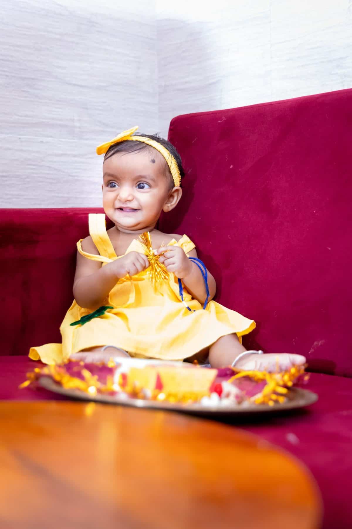 toddler cute expression on the occasion of hindu raksha bandhan festival at indoor