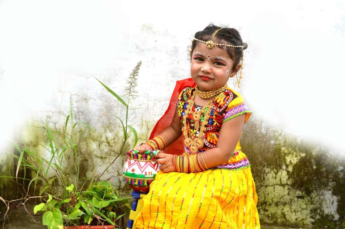 Young Indian baby Girl Radha rani face closeup