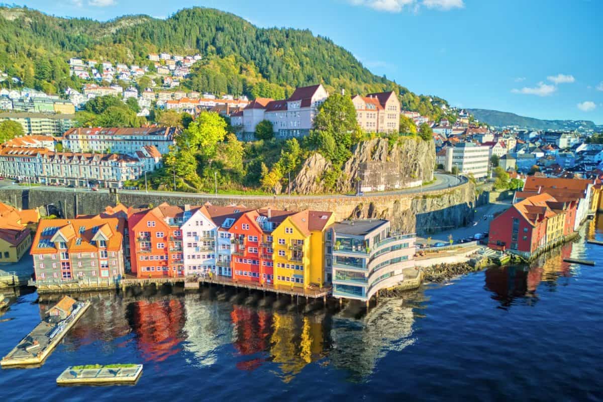 Aerial view of district Skutevik in Bergen, Norway