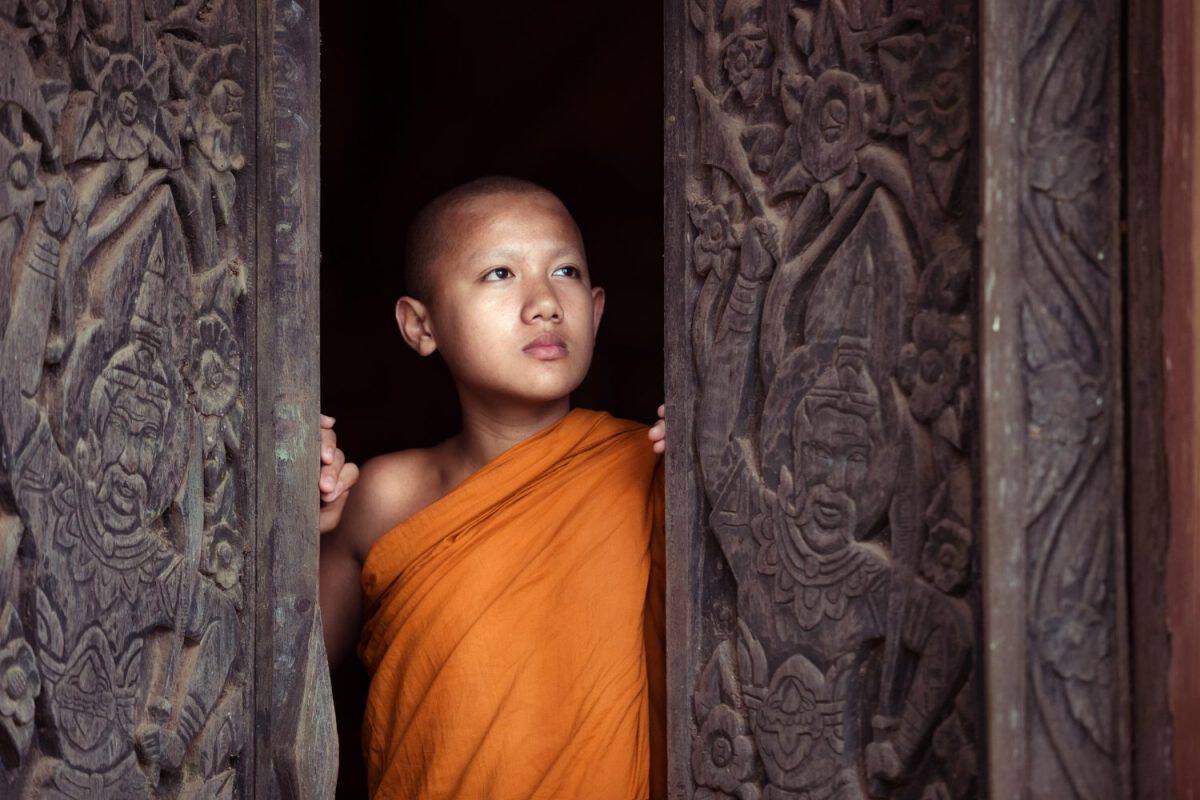 The boy or novice monk buddhist in religion buddhism at Thailand.