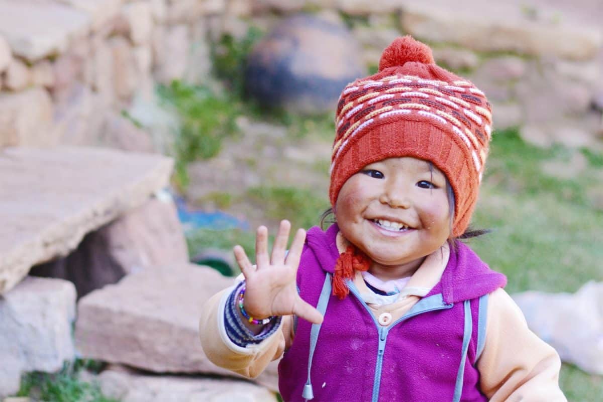 Happy native american toddler in the countryside.