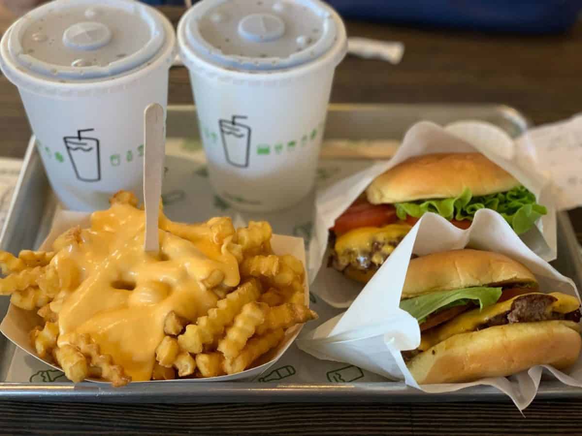 Shake shack burgers with cheese fries