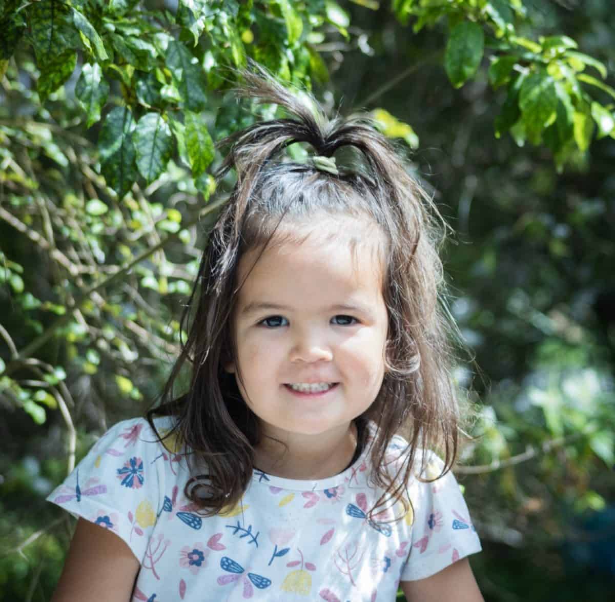 Close up image of a young toddler Maori girl in New Zealand.