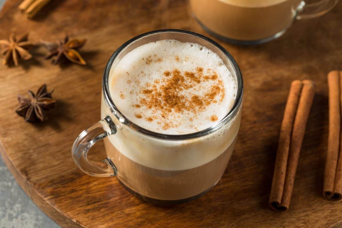 Warm Dirty Chai Latte with Milk and Spices