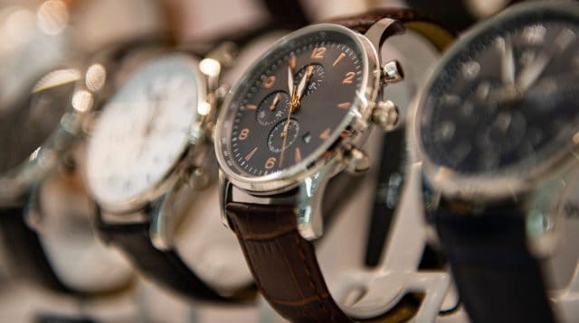 Luxury watches in the store