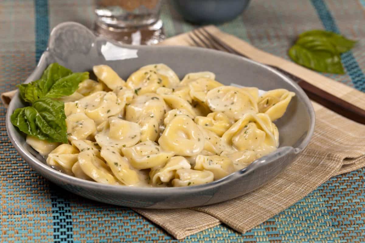 Tortellini Alfredo. Selective focus.