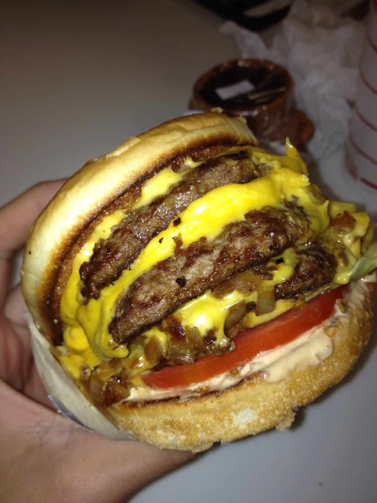 In-N-Out Burger four-patty cheeseburger